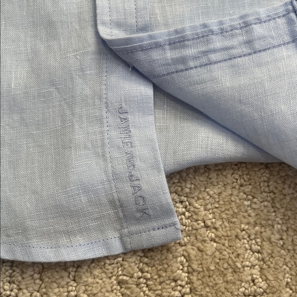 Janie and Jack Light Blue Linen Blend Button Down Shirt Boys Size 6 EUC - Picture 5 of 11